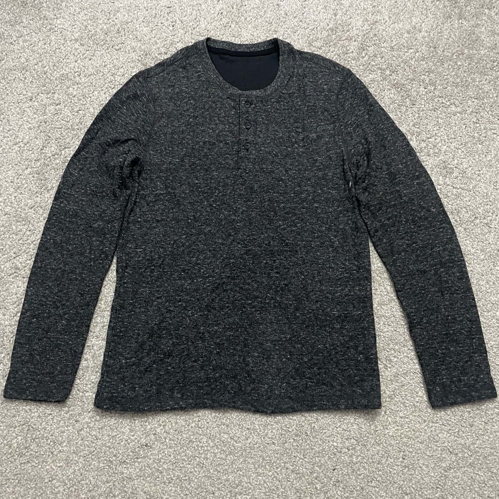 Men’s Henley Shirt. Color: Black. Size: Medium